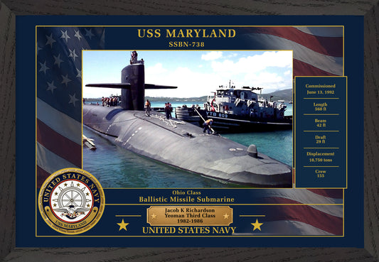 USS Maryland SSBN-738 Framed Patriotic Photo