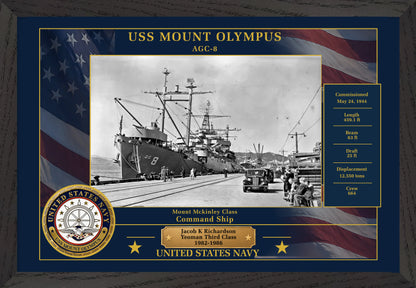 USS Mount Olympus AGC-8 Framed Patriotic Photo