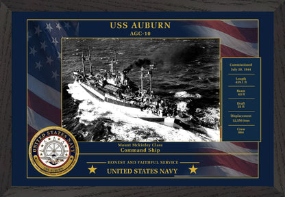 USS Auburn AGC-10 Framed Patriotic Photo