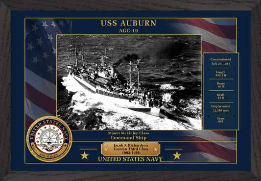 USS Auburn AGC-10 Framed Patriotic Photo