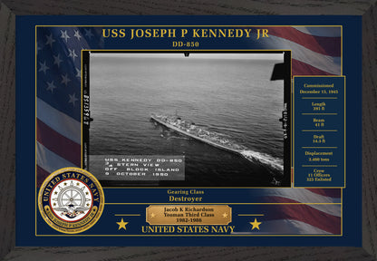 USS Joseph P Kennedy Jr DD-850 Framed Patriotic Photo