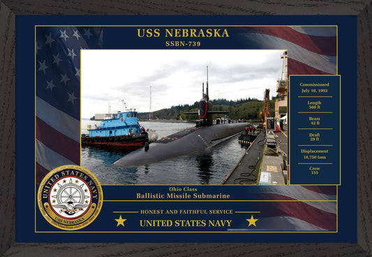 USS Nebraska SSBN-739 Framed Patriotic Photo
