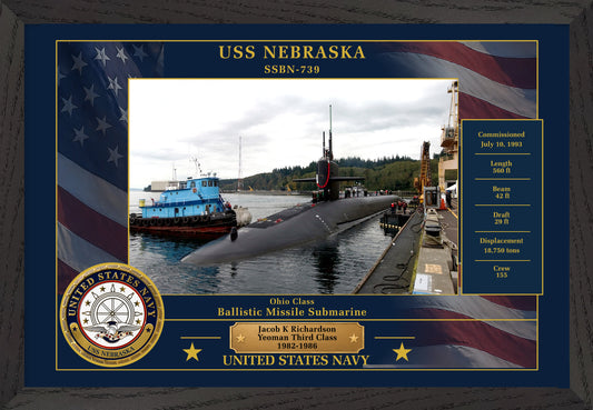 USS Nebraska SSBN-739 Framed Patriotic Photo