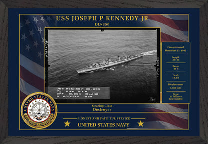 USS Joseph P Kennedy Jr DD-850 Framed Patriotic Photo