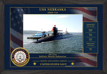 USS Nebraska SSBN-739 Framed Patriotic Photo
