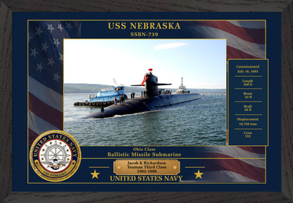 USS Nebraska SSBN-739 Framed Patriotic Photo