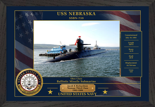 USS Nebraska SSBN-739 Framed Patriotic Photo