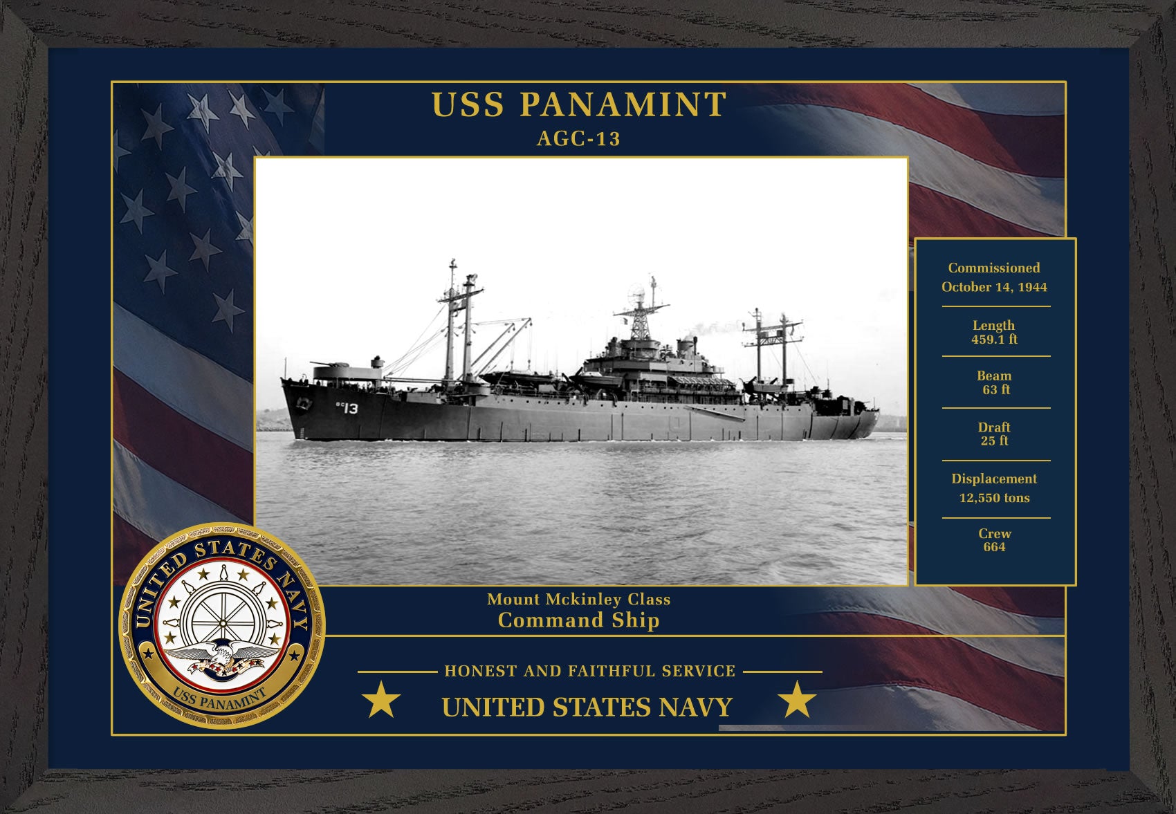 USS Panamint AGC-13 Framed Patriotic Photo