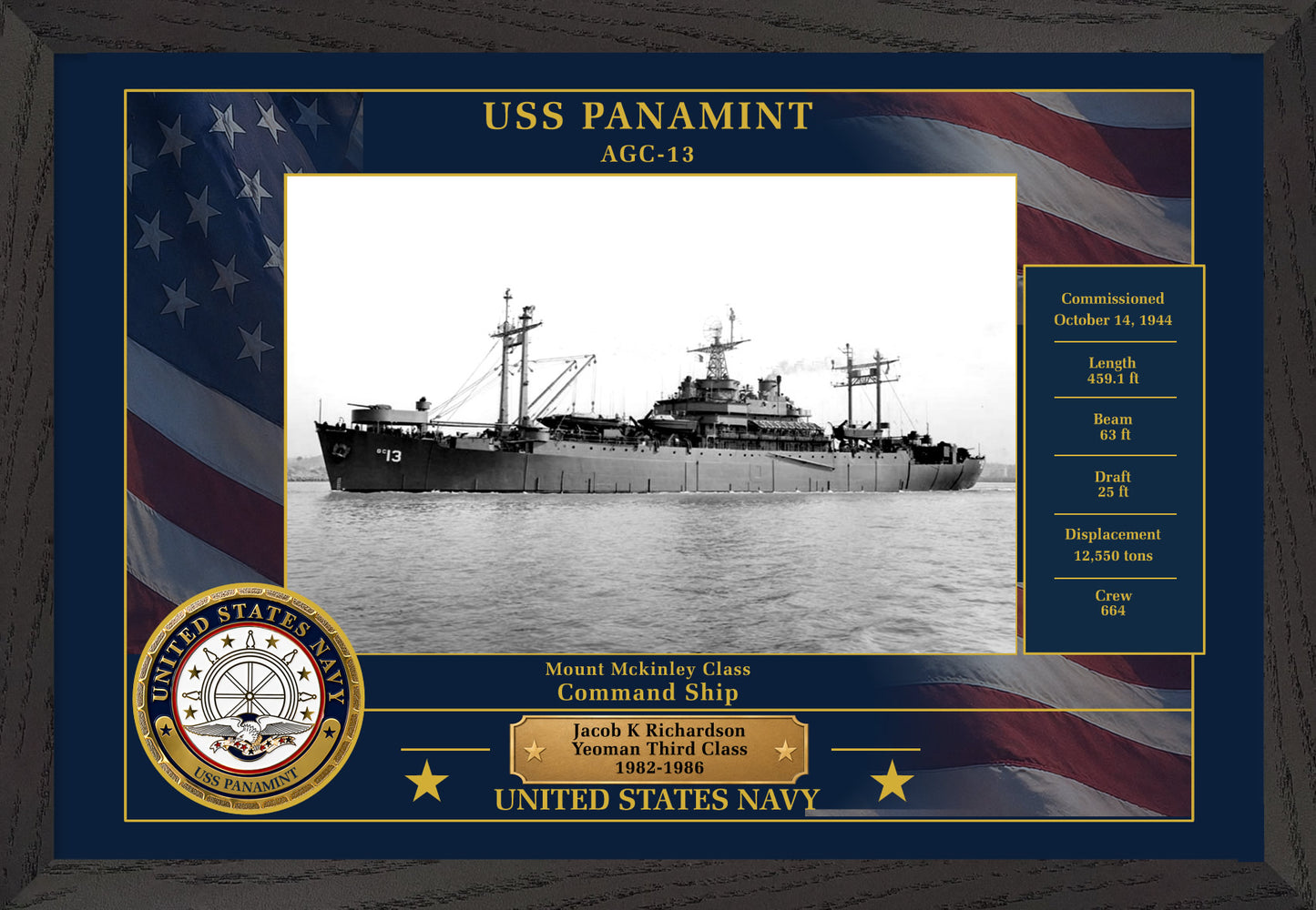 USS Panamint AGC-13 Framed Patriotic Photo