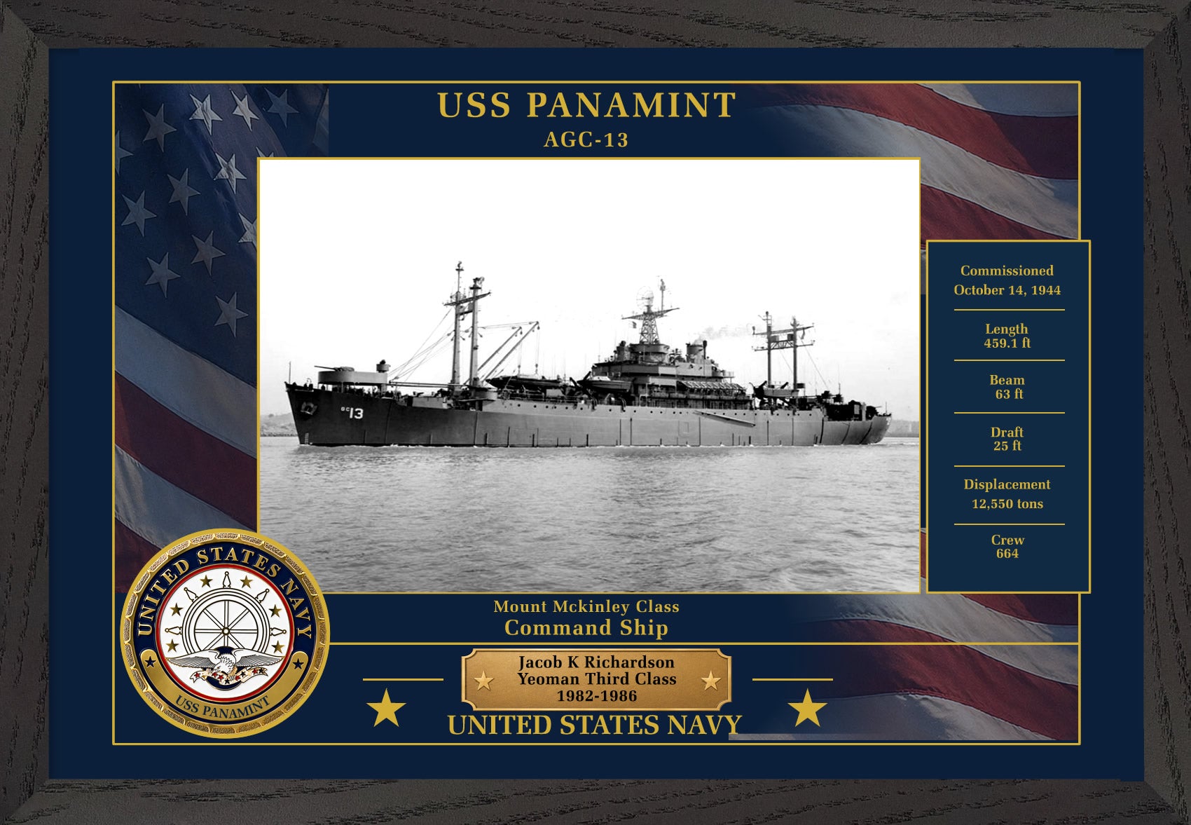 USS Panamint AGC-13 Framed Patriotic Photo