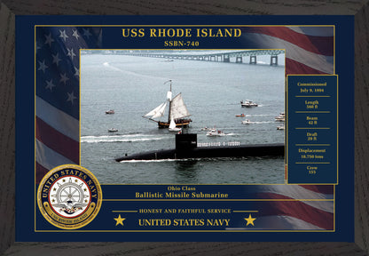 USS Rhode Island SSBN-740 Framed Patriotic Photo