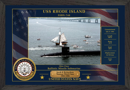 USS Rhode Island SSBN-740 Framed Patriotic Photo