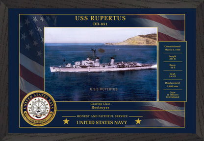 USS Rupertus DD-851 Framed Patriotic Photo
