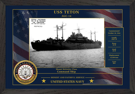USS Teton AGC-14 Framed Patriotic Photo