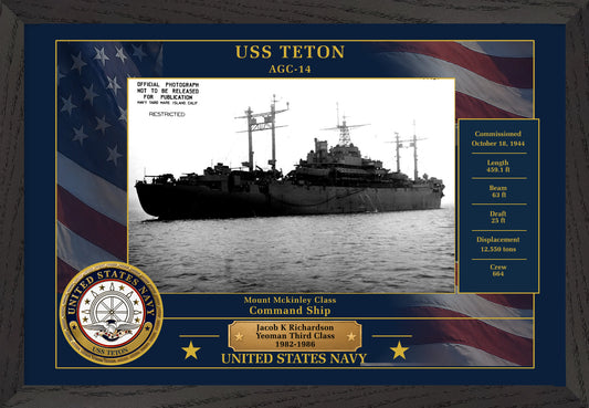 USS Teton AGC-14 Framed Patriotic Photo