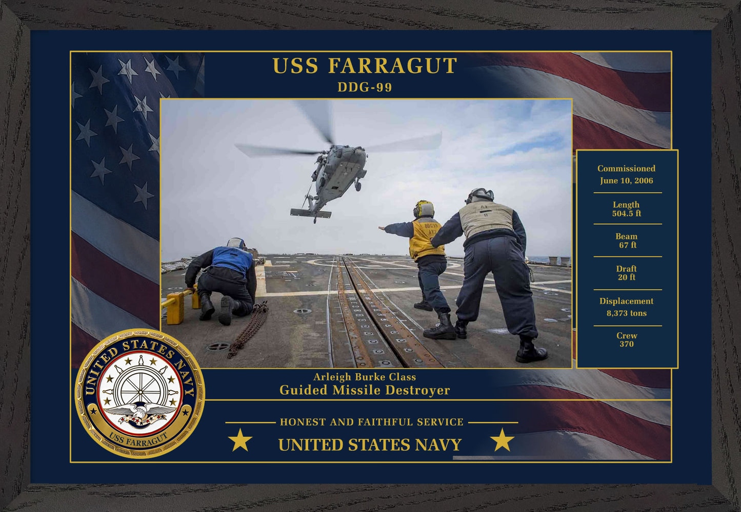 USS Farragut DDG-99 Framed Patriotic Photo