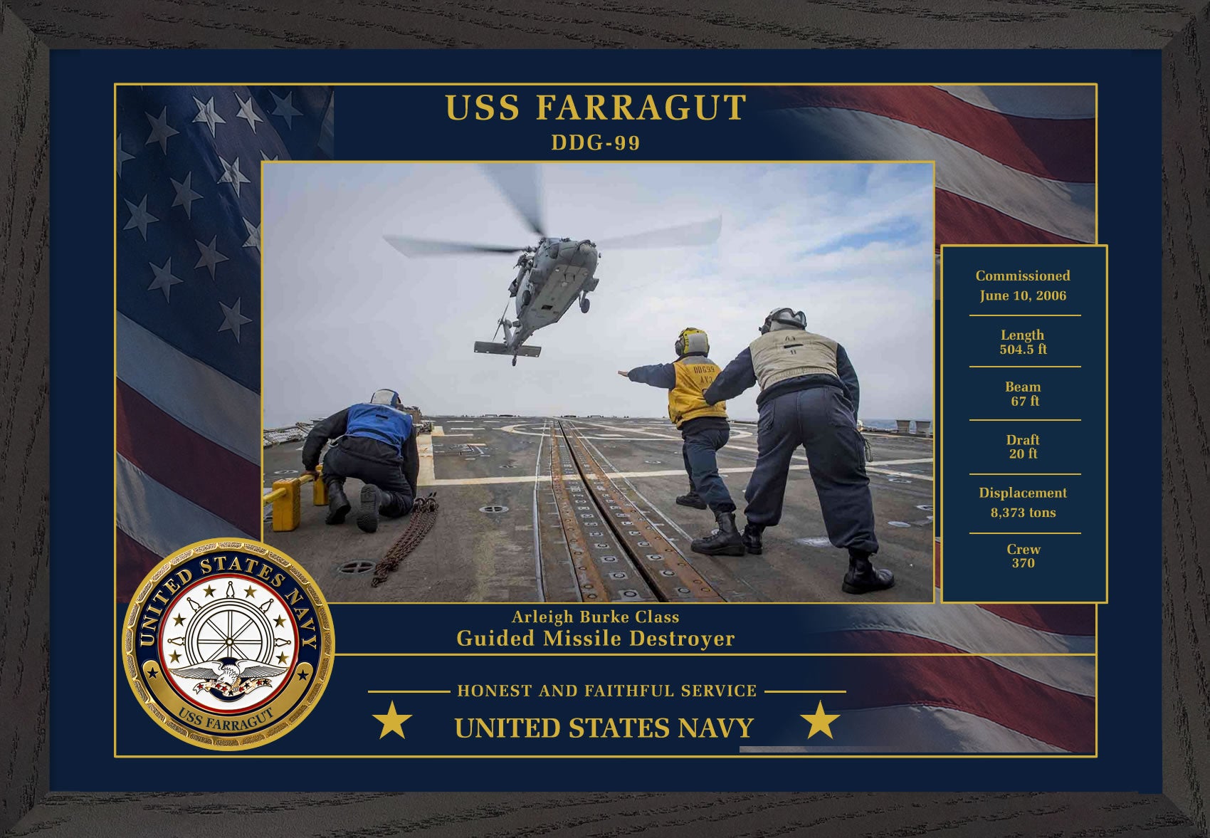 USS Farragut DDG-99 Framed Patriotic Photo