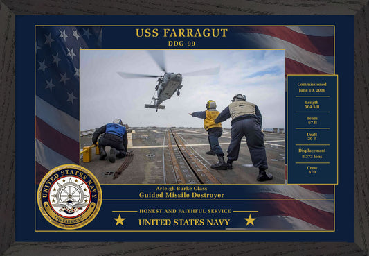 USS Farragut DDG-99 Framed Patriotic Photo