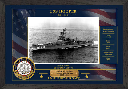USS Hooper DE-1026 Framed Patriotic Photo