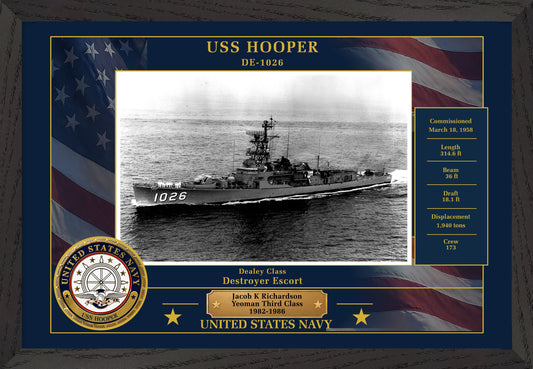 USS Hooper DE-1026 Framed Patriotic Photo