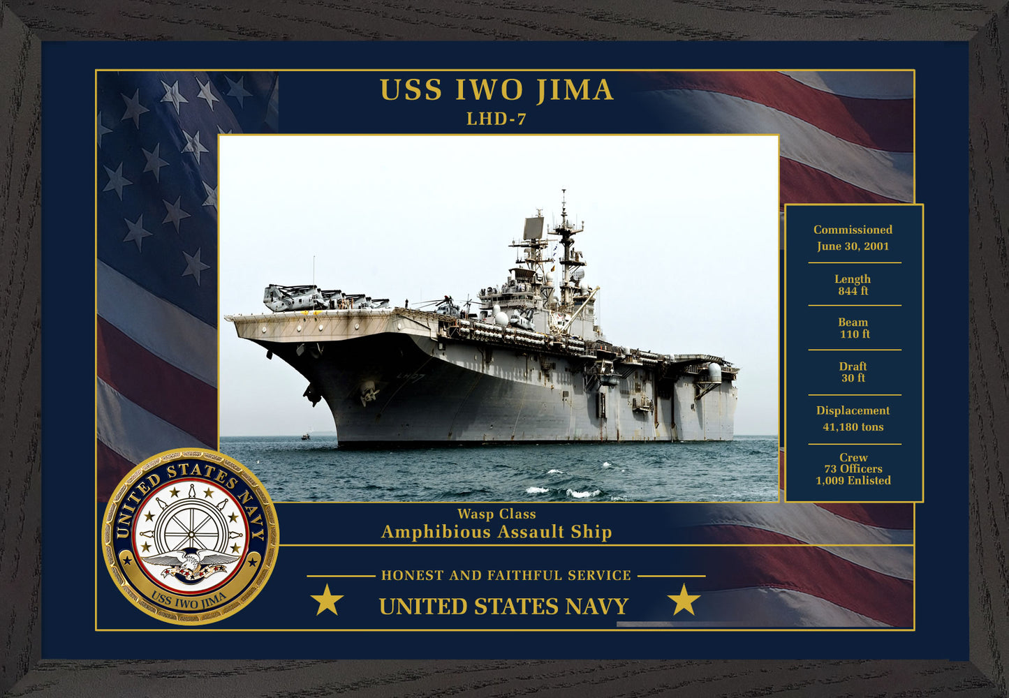 USS Iwo Jima LHD-7 Framed Patriotic Photo