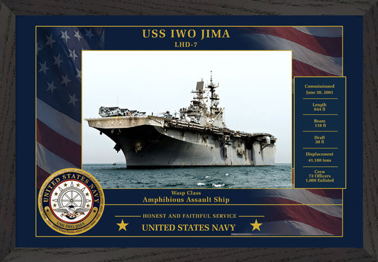 USS Iwo Jima LHD-7 Framed Patriotic Photo