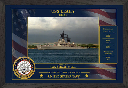 USS Leahy CG-16 Framed Patriotic Photo