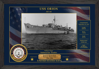 USS Orion AS-18 Framed Patriotic Photo
