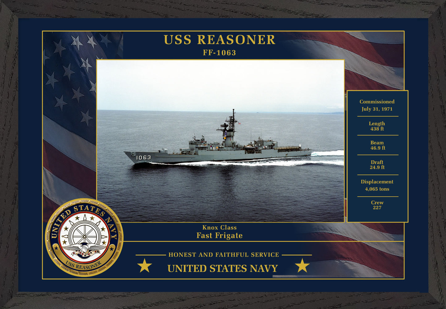 USS Reasoner FF-1063 Framed Patriotic Photo