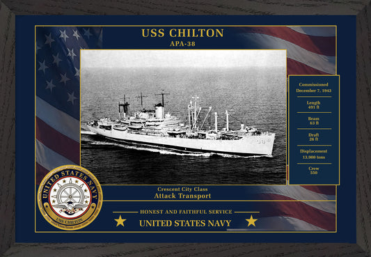 USS Chilton APA-38 Framed Patriotic Photo