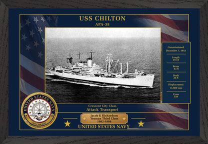 USS Chilton APA-38 Framed Patriotic Photo