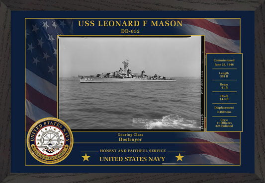 USS Leonard F Mason DD-852 Framed Patriotic Photo