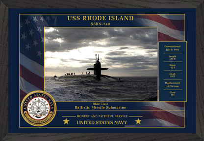 USS Rhode Island SSBN-740 Framed Patriotic Photo