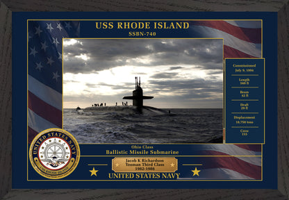 USS Rhode Island SSBN-740 Framed Patriotic Photo