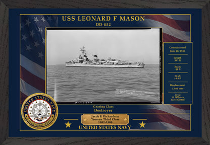 USS Leonard F Mason DD-852 Framed Patriotic Photo
