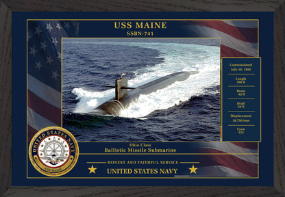 USS Maine SSBN-741 Framed Patriotic Photo