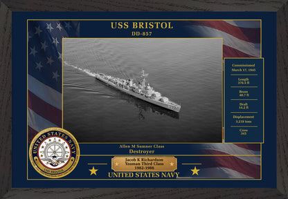 USS Bristol DD-857 Framed Patriotic Photo