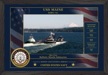 USS Maine SSBN-741 Framed Patriotic Photo