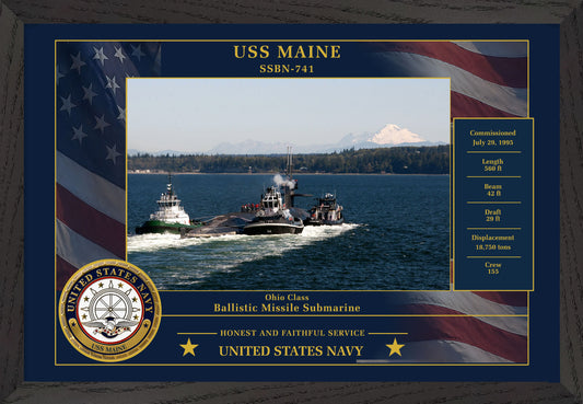 USS Maine SSBN-741 Framed Patriotic Photo