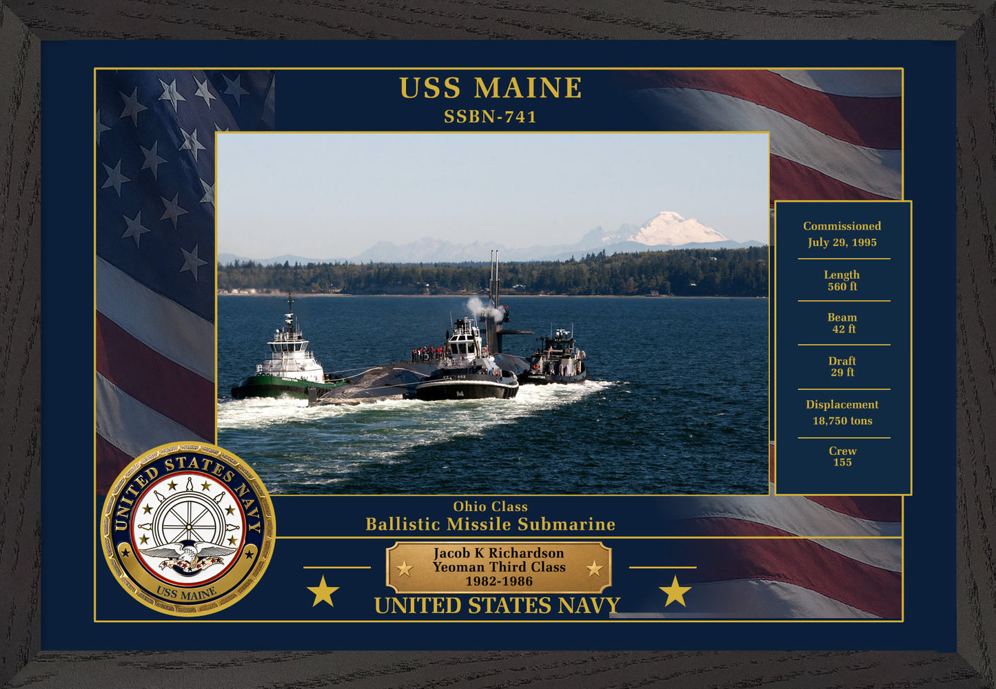 USS Maine SSBN-741 Framed Patriotic Photo