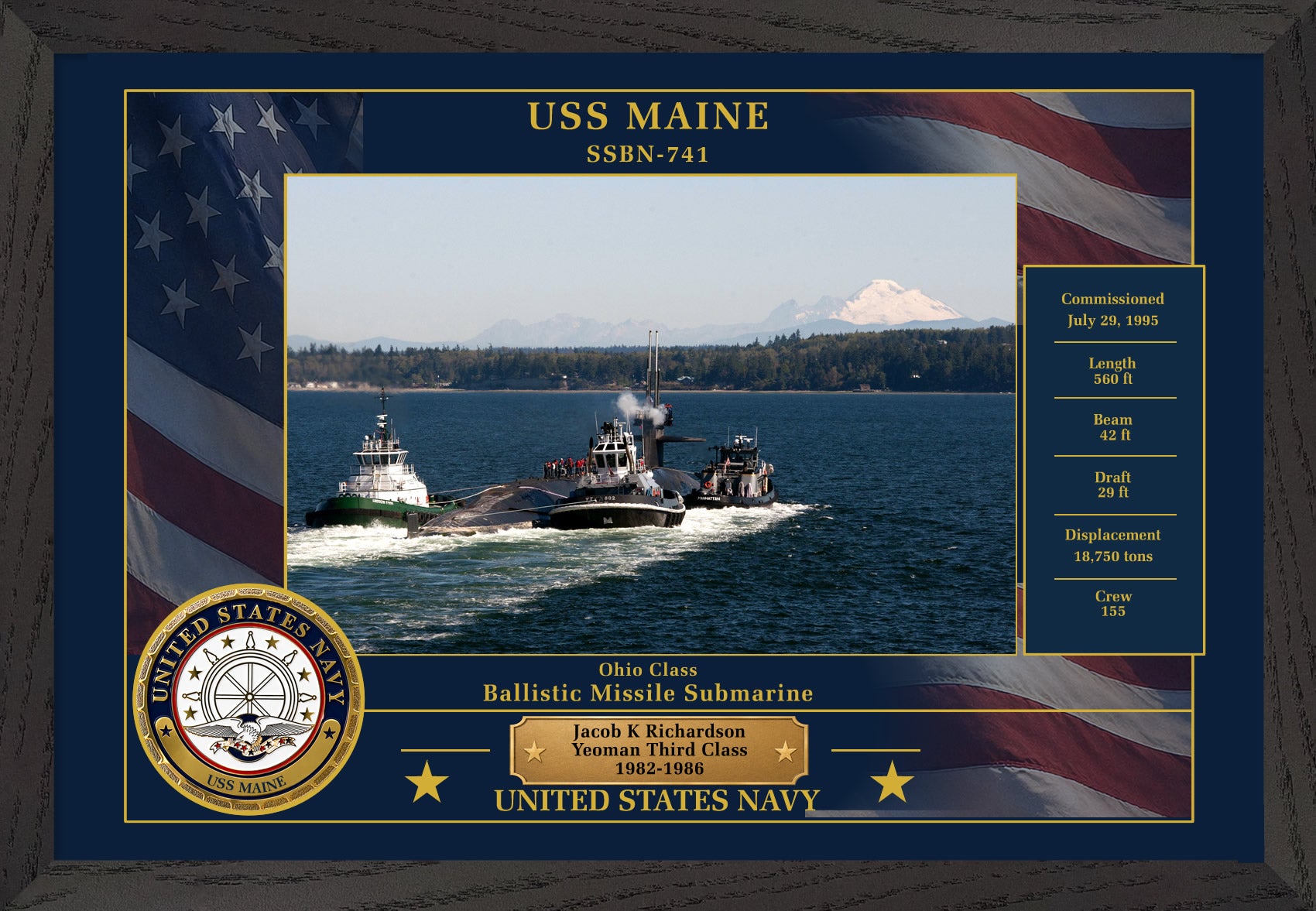 USS Maine SSBN-741 Framed Patriotic Photo