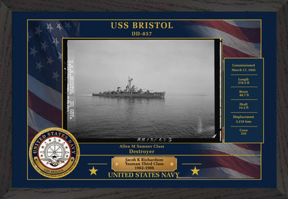 USS Bristol DD-857 Framed Patriotic Photo