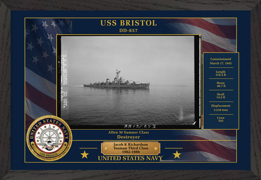 USS Bristol DD-857 Framed Patriotic Photo