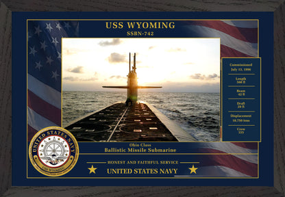 USS Wyoming SSBN-742 Framed Patriotic Photo