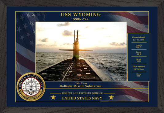 USS Wyoming SSBN-742 Framed Patriotic Photo