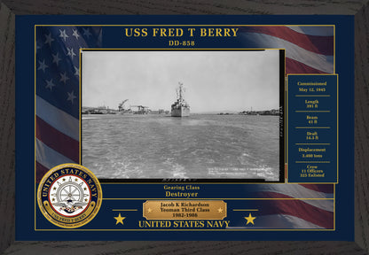 USS Fred T Berry DD-858 Framed Patriotic Photo