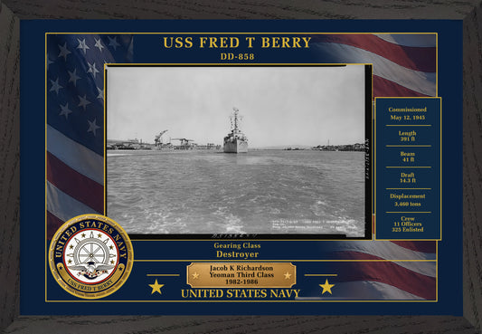 USS Fred T Berry DD-858 Framed Patriotic Photo