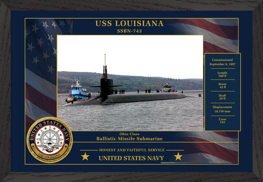 USS Louisiana SSBN-743 Framed Patriotic Photo