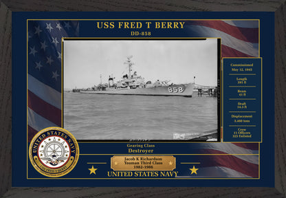 USS Fred T Berry DD-858 Framed Patriotic Photo
