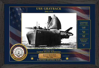 USS Grayback SSG-574 Framed Patriotic Photo